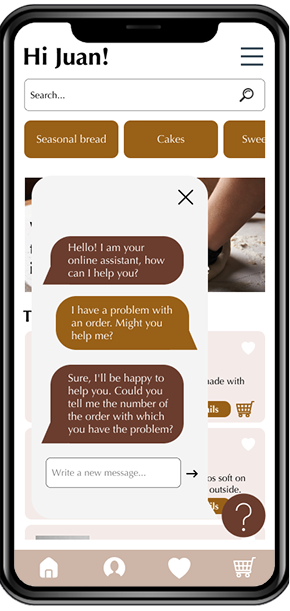 In-app help chat with the online assistant